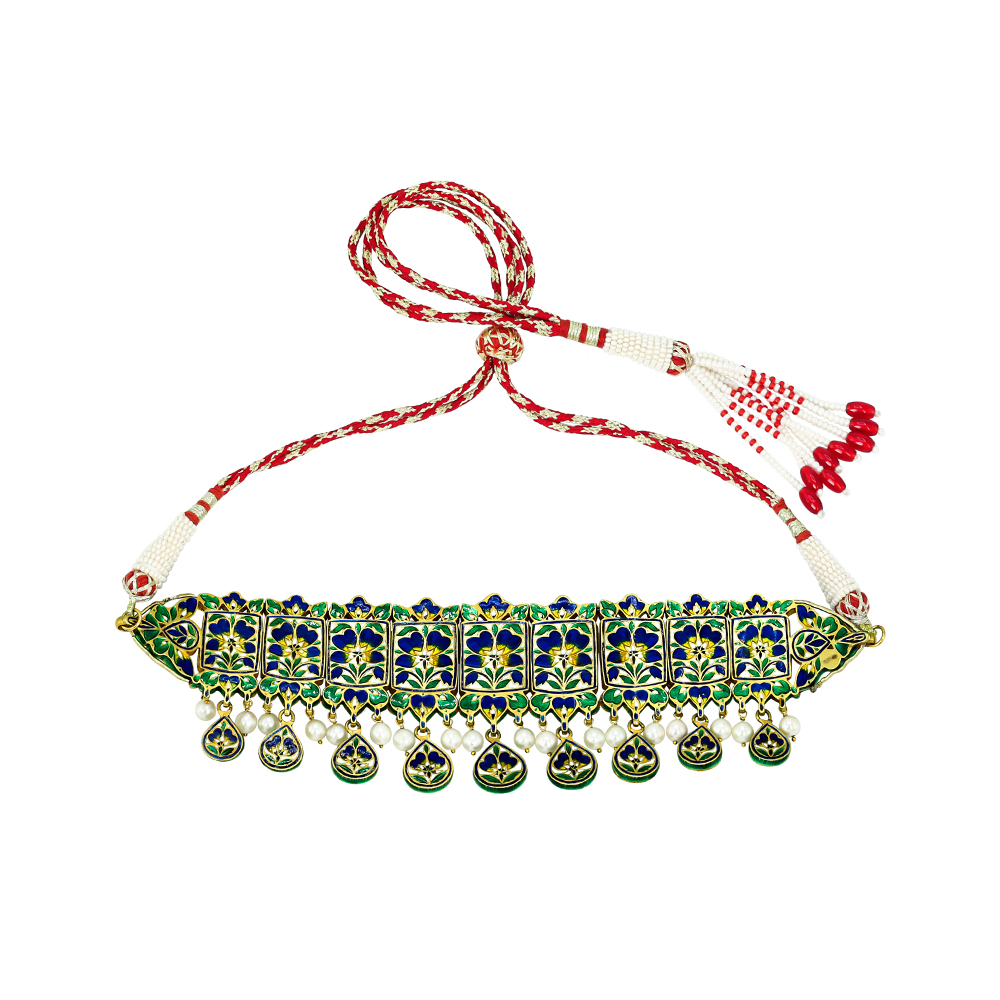Navratan Choker with Polki and Pearl Drops